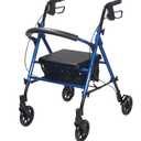 Drive Medical RTL10261BL Foldable Rollator Walker with Seat - Adjustable Handles and Seat, Blue