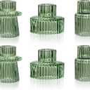 WELLIFE Taper Candle Holders-Candlestick Holders, Green - Set of 6 for Wedding, Party & Table Centerpiece Decor