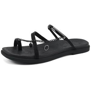 ONCAI Women's Flat Sandals Toe-loop Strappy Square Open Toe Slip on Fashion Dressy Slide Sandal for Woman 2026 Black Size 10 Summer Casual Comfortable Beach Lightweight Outdoor Slides Shoes