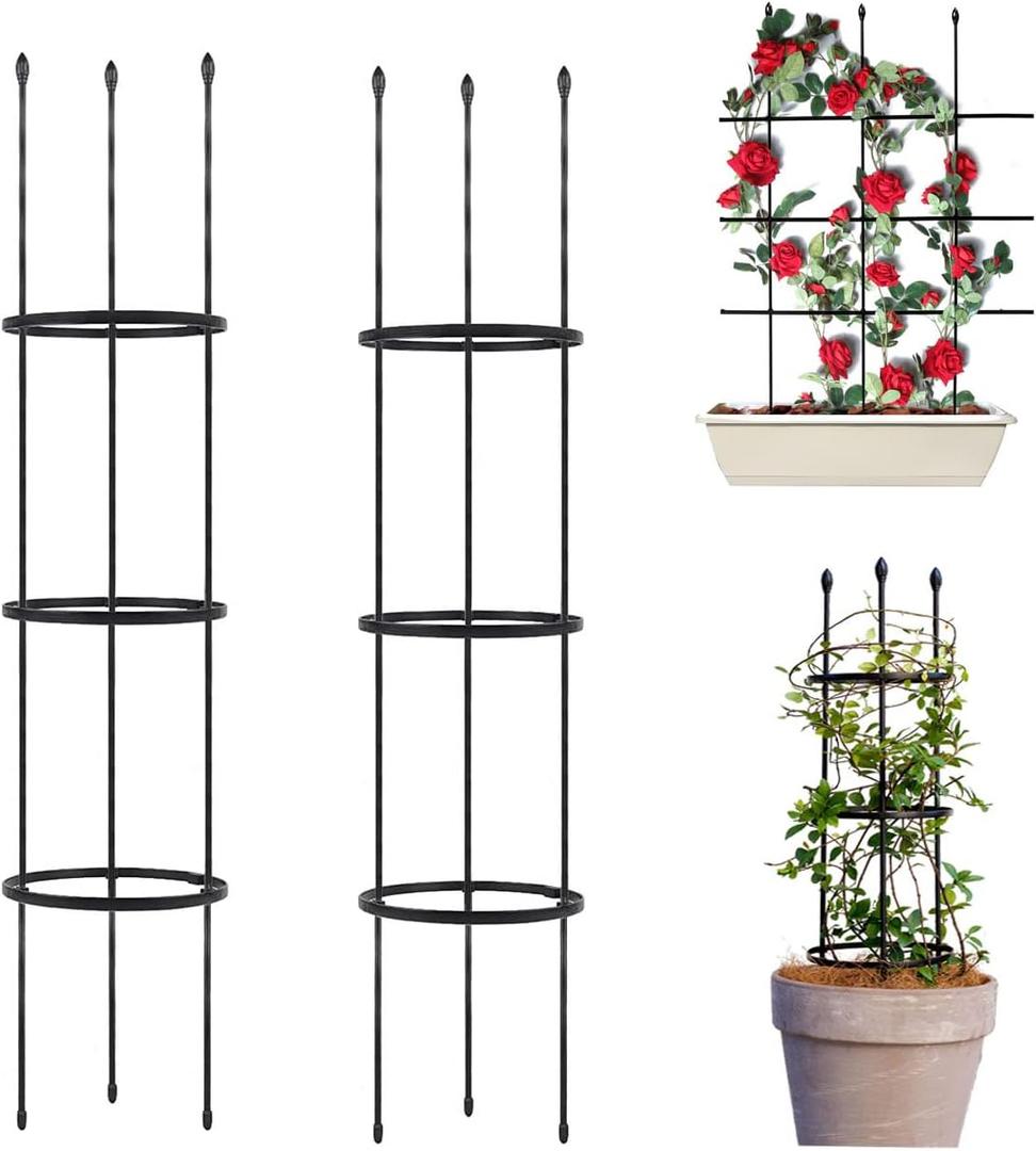 Garden Trellis,2 Pack Plant Trellis,2 in 1 Tomato Cages and Supports for Vines Crop,Plant Stake for Climbing Plants Indoor Outdoor,Plant Cage for Flower,Vegetable,Vines, Pot Trellis for Potted Plants