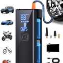 Tire Inflator Portable Air Compressor, 2X & 150PSI Faster Inflation Portable Air Pump with LED Light & Digital Pressure Gauge, Tire Pump for Car, Motorcycle, Bicycle, Ball
