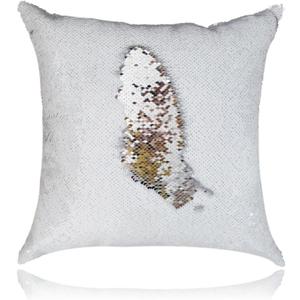 14"x14" White and Silver Two Colors Mermaid Sequin Throwing Pillow Case Cushion