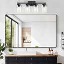 IZORRO Modern Bathroom Light Fixtures, 4 Light Black Vanity Lights, Bathroom Lighting Fixtures Over Mirror with Clear Glass for Living Room Cabinet Bedroom