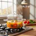 3 Qt Heart-shaped Lid Glass Cooking Pot, 2.8L /2800ml, 3 Quarts