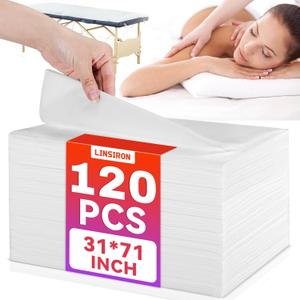 120 Pcs Disposable Bed Sheets 31" x 71" Massage Table Sheets | Massage Table Cover Non Woven Fabric Disposable Sheets, Esthetician Bed Covers for Spa, Lash, Waxing, Tattoo White