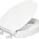 KOHLER 25875-0 Hyten Elevated Quiet-Close Elongated Toilet Seat, Contoured Seat with Grip-Tight Bumpers, Quick-Attach Hardware, White