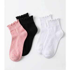 Girls Kids Ruffle Socks Uniform School Dress Frilly Cotton Crew Socks 6 Pairs, M