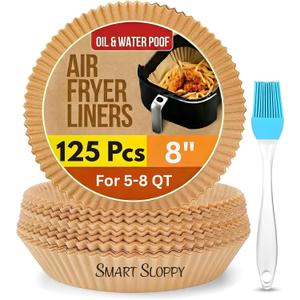 Air Fryer Liners Disposable Parchment Paper Liner Airfryer Basket inserts Filter Sheets (125, 8" Round)
