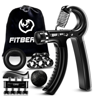 FitBeast Grip Strengthener Forearm Strengthener Hand Grips Strengthener Kit - 4 Pack Adjustable Resistance, Black