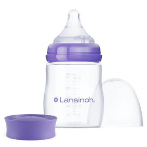Lansinoh AntiColic Baby Bottles, BPAFree Plastic, 2 Ounces, 2 Count, Extra Slow Flow Nipples (Size XS), Breastfeeding Bottle with NaturalWave Design