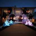 8 Pack Halloween Ghost Decorations Set, 6 Ghost Yard Signs and 2 Solar Spotlight Scary Shadows for Night Projections Spooky Faces Signs with Stakes for Halloween Garden Lawn Decor