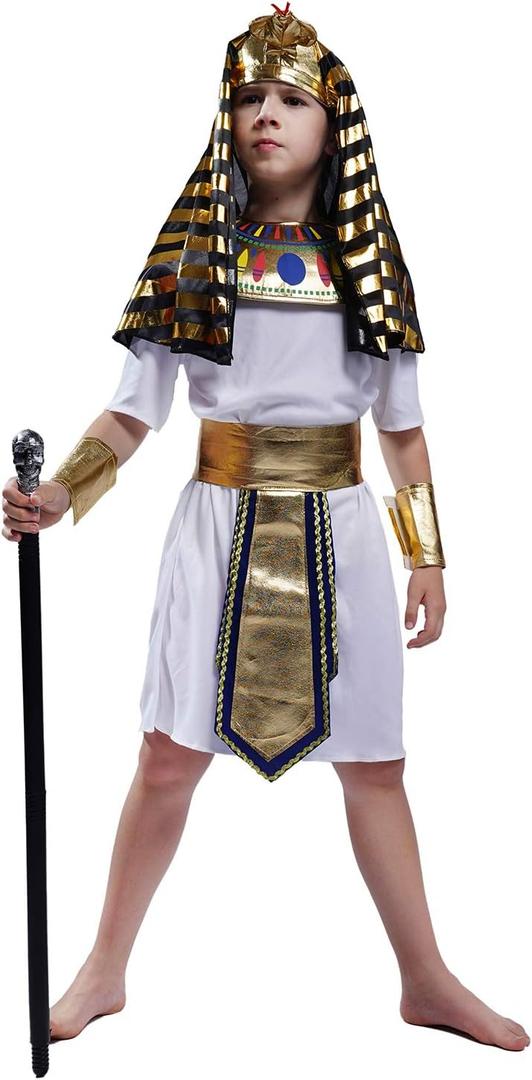 PGOND Egyptian Pharaoh Costume Kids Boys Role-play Egypt King Outfit (4-6 Years)