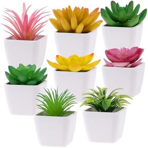 Woration 16Pcs Mini Artificial Succulent Plants Simulation in White Pots Small Fake Succulents Decoration for Bedroom Aesthetic Living Room Office Shelf Woration 16Pcs Mini Artificial Succulent Plants Simulation in White Pots Small Fake Succulents Decoration for Bedroom Aesthetic Living Room Office Shelf