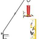 iBorn Deck Hook for Bird Feeder, Hummingbird Feeder Hanger for Deck Railing, Heavy Duty Deck Hanger for Outdoors Hanging, 360° Rotatable Arm, Solid Wire, 28 Inch, Pack of 1