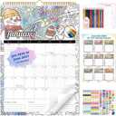 Ospelelf 2026 Wall Calendar 12'' x 17'' Family Coloring Calendar for Adults, Kids, Monthly Calendar Planner with Plastic Cover, 18 Month Calendars, Use Jan 2026 - June 2027, Season
