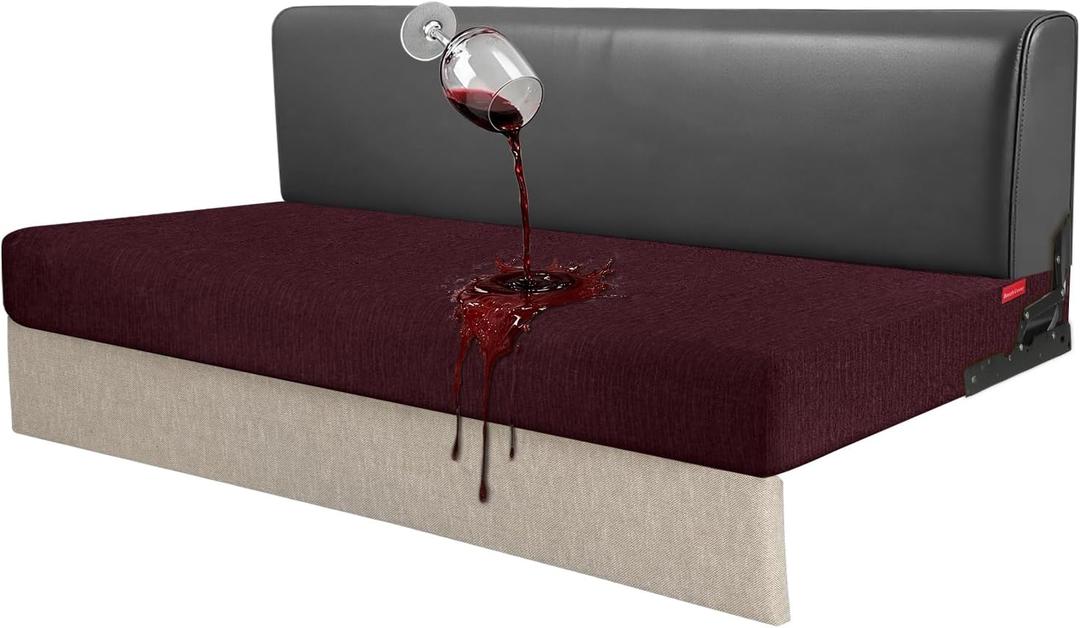 Waterproof RV Dinette Cushion Covers - Stretch Fabric Camper Seat Slipcover Replacement, Washable RV Couch Cover Designed for Camper Car Bench (Sofa 1 Bench Cover, Burgundy)
