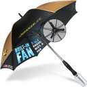 Breeze Life Original Mister Breeze (Black & Gold Design) Sun Umbrella with Fan and Mist Spray Portable Fan Umbrella with Mister, 41" UV Shade, 34 Hr Runtime Ideal for Festivals, Beach & Sports, AA Battery
