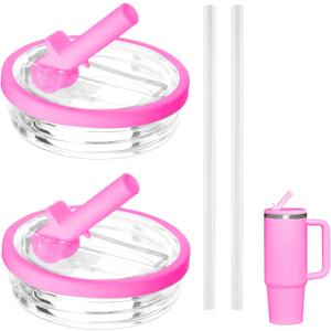 30 oz Replacement Lid for Stanley Quencher Tumbler with Handle, 2 PCS Spill Proof Lid Accessories Fit, Leak-Proof Splash Resistant Replaceble Cover Cap for Stanley, (Pink)