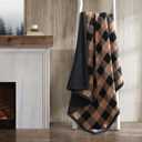 Eddie Bauer - Throw Blanket, Brushed Fleece & Plush Sherpa Soft Blanket, Throw Blanket for Couch & Bed (Cabin Plaid Beige, 50" x 60")