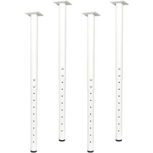 QLLY Adjustable Round Desk Leg, 24-40 inch, 60-100cm, Home Office DIY Metal Table Leg, Furniture Leg Set (4, White)