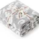 Snuggle Sac Leopard Throw Blanket for Couch Bed Sofa 50x60 inches, Reversible Grey Leopard Blanket Ultra Soft Cozy Blankets for Women Mothers Birthday Gifts