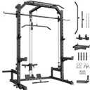 GARVEE Smith Machine with Barbell Bar,Cable System,Lat Pulldown Attachments,J Hooks, Landmine,Safety Spotter Arms,Multi-Functional Squat Rack for Home Gym