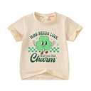 Little Girl St Patricks Day T-Shirt Lucky Clover Top Toddler Girl St Patricks Day Outfit Beige 7-8 years
