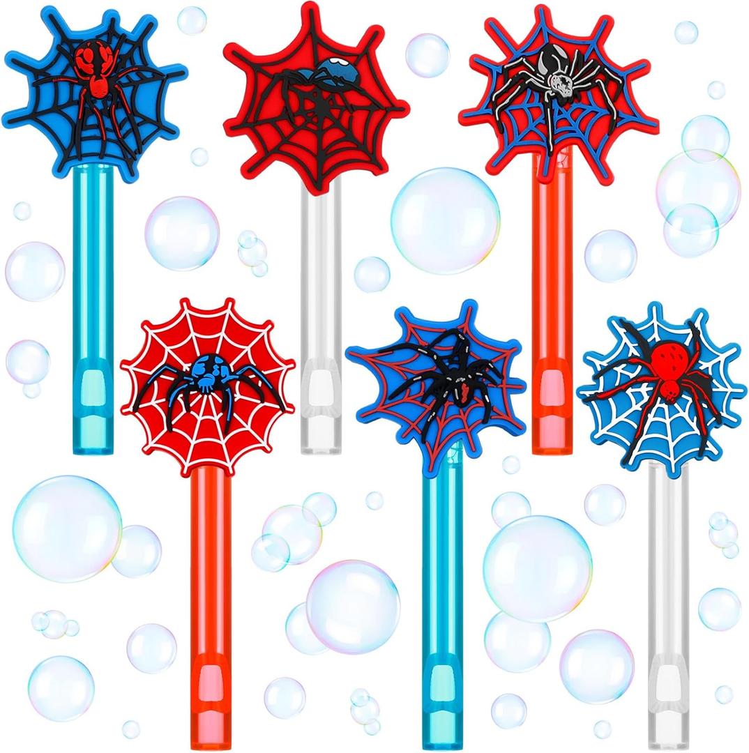 Rotatingpals 24 Pcs Spider Mini Bubble Wands Red Bule Spider Party Favors Assortment Goodie Bag Stuffers for Outdoor Summer Gift Birthday Party Supplies