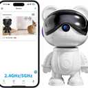 Dzcctvipc-Cute Bear-2K Wireless-Smart Robot-Home Security - Camera,Nanny & Pet Motion Monitor,Baby Cry Detection Alarm,Privacy Mode,5G Dual-Band,PanTilt,Full HD Night Vision,24/7 Recording,2-Way Audio (white)