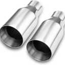 A-KARCK Exhaust Tip 2.5" Inlet to 4" Outlet, 2.5" Inlet 9" Long Stainless Steel Exhaust Tailpipe Tip Double Wall Weld On 2PCS (silvery)