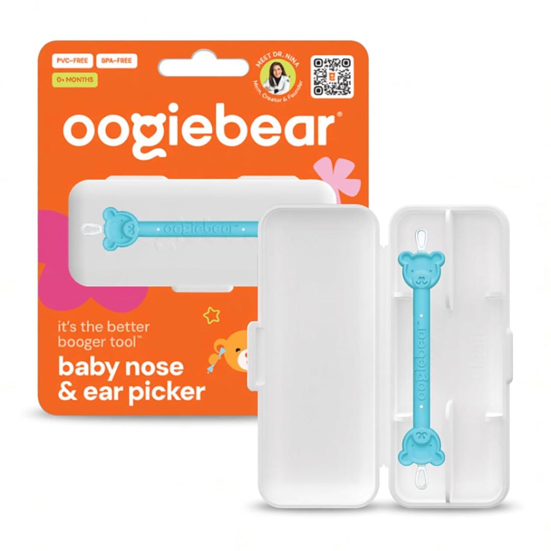 oogiebear: Baby Nose Cleaner & Ear Wax Removal Tool - Safe Booger & Earwax Removal for Newborns, Infants, Toddlers - Dual-Ended - Essential Baby Stuff, Diaper Bag Must-Have, with CASE