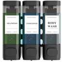 Shampoo and Conditioner Dispenser – Wall-Mounted Shower Soap Dispenser, No-Drill Installation, Lockable, 900 ml Capacity,for Bathroom & Hotel or Airbnb (Black, 3-Pack)
