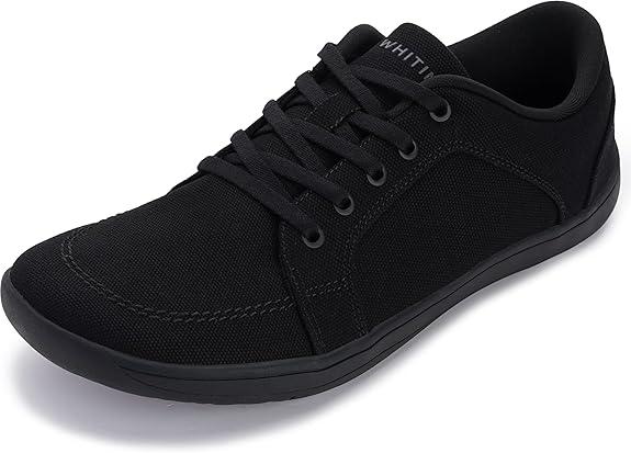 WHITIN Men's Wide Canvas Barefoot & Minimalist Shoes | Zero Drop Sole, 37, Black