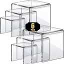 Aheroi Acrylic Risers, 6Pcs 2Set(3"*4"*5") Display Risers Display Stands, Small Square Risers Display Stands for Figures, Cupcake Tier Stand for Wedding Party, Food Statue Candy Acrylic Dessert Display Shelf