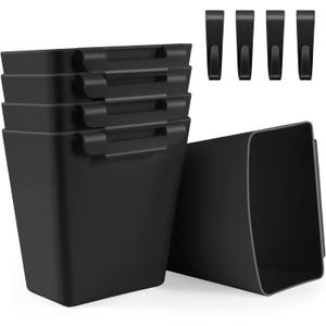 5 Pack Hanging Cup Holders, Multipurpose Rolling Cart Accessories Utility Cart Accessories For Art Craft Supplies, Space Saving Hanging Storage Basket Pencil Holder Makeup Organizers (Black)