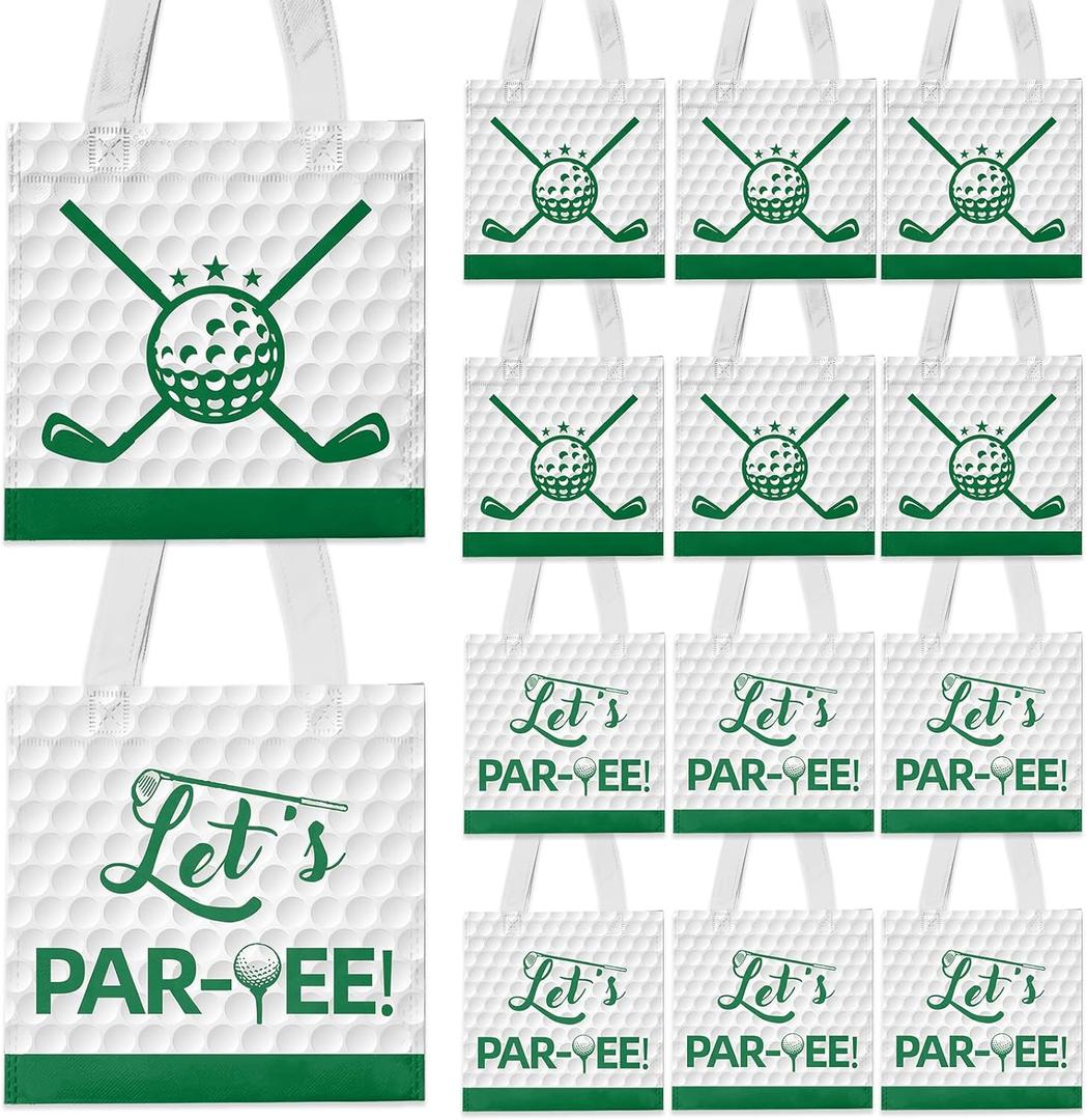 WPDISCZ 24pcs Golf Party Favor Bags Goodie Favor Bags Non-woven Bag with Handles for Golf Party Supplies Birthday Supplies (Green)