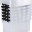 22 Quart Plastic Storage Box with Lid, 6 Pack Latching Container Bins