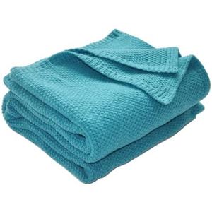Premium Cooling Throw Blanket - Soft, Lightweight & Breathable for Sofa, Office, Travel, Beach, Picnic and Camping - Knitted Acrylic Blend, 39"x26" (Turquoise Cooling Throw Blanket)