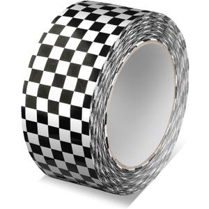 MTLEE Checkered Flag Tape Checkered Race Car Printed 1.88 Inches 100 Yards DIY Crafts Buffalo Tape Single Roll for Scrapbooking DIY Crafts Box Decoration