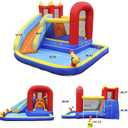 JOYLDIAS Inflatable Water Slide Bounce House,Slide Bouncer Castle Playhouse w/Splash Pool,Jump Area, Climbing Wall,Basketball Hoop,450W Air Blower for Kids Backyard Indoor Outdoor Use,Free Water Gun, 145.7" X 141.7" X 90.6"