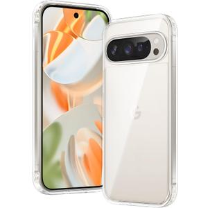 FNTCASE for Google Pixel-9-Pro XL Case: Clear Anti Yellowing Case Drop Protection Cell Phone Cover - Shockproof Protective Bumper Transparent Cases - 6.8 Inches (Clear)