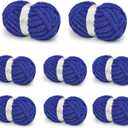 Chunky Yarn for Hand Knitting, Chunky Chenille Blanket Yarn for Crocheting, Bulky Soft Fluffy Chenille for Blanket Project, 8 Pack of 8oz/25yds, Klein Blue