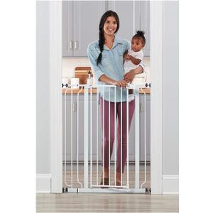 Regalo Safety 36" Extra Tall Baby Gate for Doorways & Bottom of Stairs, Pressure Mounted Walk Through Gate for Babies, Toddlers & Pets, Tested & Safe for 30 Years, American Designed, American Owned (White)
