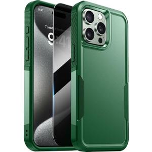 Diaclara Designed for iPhone 15 Pro Max Case, [with Privacy Screen Protector] [Anti Spy] [Military Grade Drop Protection] Heavy Duty Full-Body Shockproof Phone Case, Green