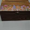 Gerrii Wildflower Wooden Keepsake Box Wedding Baby Shower Spring Flower Memory Storage Box with Buckle for Birthday Baby in Bloom Party(Wildflower Mix,Brown,11.02 x 8.86 x 4.92 Inches)