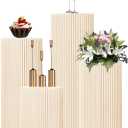 4Pack Cylinder Pedestal Stand, Round Display Cupcake Dessert Table with Clear Acrylic Plate, Foldable Showcase Platform Column for Wedding Banquet Decorative (Beige)
