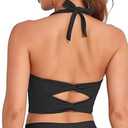 KerryKreey Womens Halter Workout Tops Support Padded Longline Sports Bra Crop Tank Yoga Bras Twist Gym Athletic Running Shirt (Small)