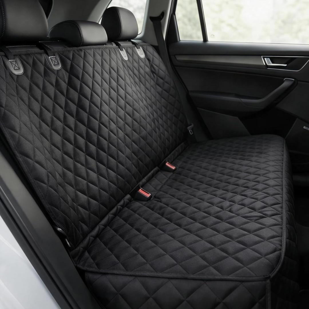 fidozen Waterproof Dog Car Seat Cover with Belt for Back Seat - Washable Pet Protector Accessories for Cars, Trucks, SUVs, and Bench Seats - Auto Backseat Hammock for Small & Large Dogs