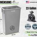 Alpine 23 Gallon Slim Trash Can - Open Top 3 Pack Slender Commercial Garbage Bin - Heavy Duty Plastic for Homes Offices and Other Commercial Space (Grey)