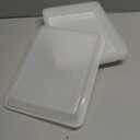 US Acrylic White Plastic Serving Trays (Set of 4) 15 x 10 | Large Unbreakable Reusable Rectangular Party Platters | Serve Appetizers, Fruit, Veggies, & Desserts | BPA-Free & Made in USA